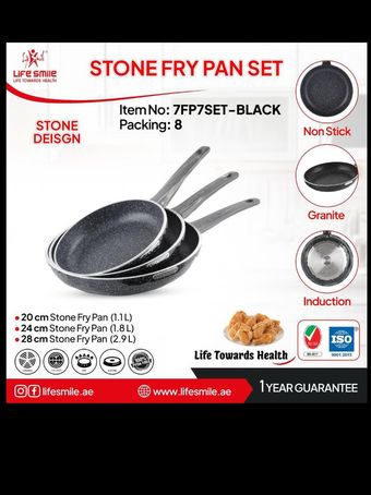 سرویس تابه 3 پارچه لایف اسمایل (مشکی)سایزهای20و24و28 مدل 7FP7SET__BLACK(اصلی)