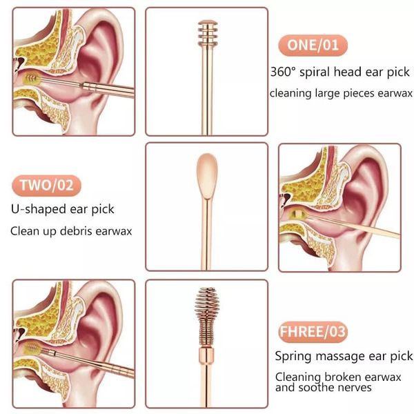 مجموعه 6 عددی ابزار تمیز کننده گوش.