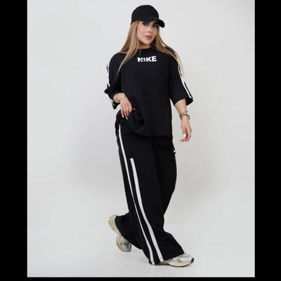 ست تیشرت شلوار اسلش باکسی نایک پارچه گلکسی