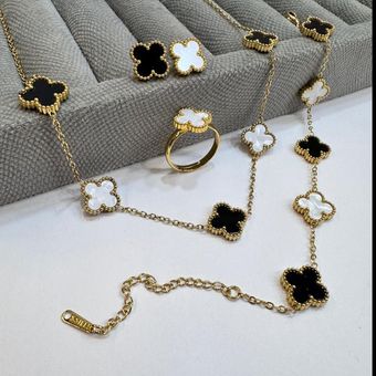 سرویس ونکلیف گل سفید مشکی استیل