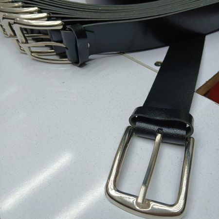 کمربند چرم مصنوعی سگک زبانه استیل