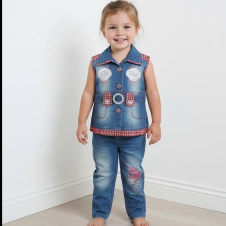 جلیقه وشلوار لی دخترانه شیک