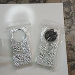 کاور موبایل آینه ای طرح قلبی نقره ای