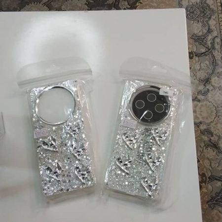 کاور موبایل آینه ای طرح قلبی نقره ای