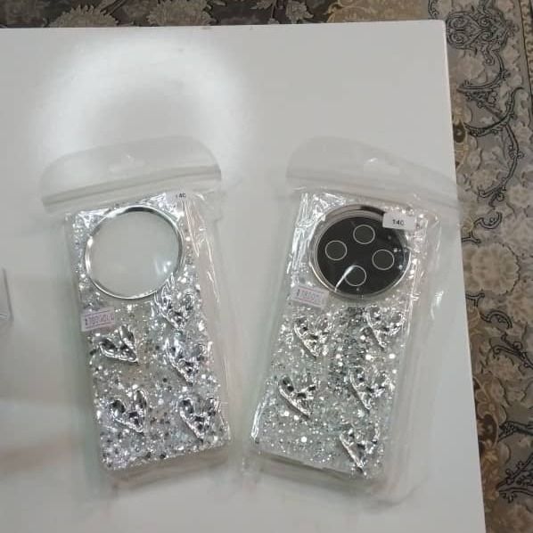 کاور موبایل آینه ای طرح قلبی نقره ای