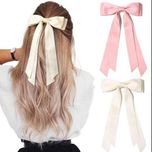 گیره انبری ساتنی دنباله دار صورتی