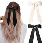 گیره انبری ساتنی دنباله دار سفید و مشکی