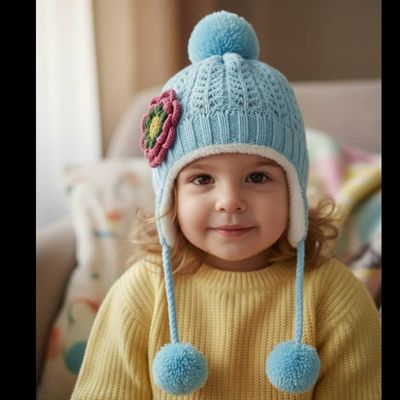 کلاه ضخیم دخترانه پوم دار