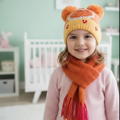 شال وکلاه شیک دخترانه طرح قلب