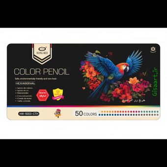 مداد رنگی 50 رنگ برند Hong wei مدل جعبه فلزی 2026 گیساآرت