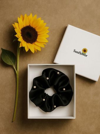 اسکرانچی ساتن مروارید دار تک رو