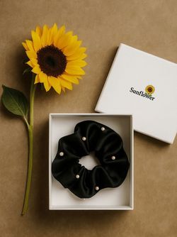 اسکرانچی ساتن مروارید دار تک رو