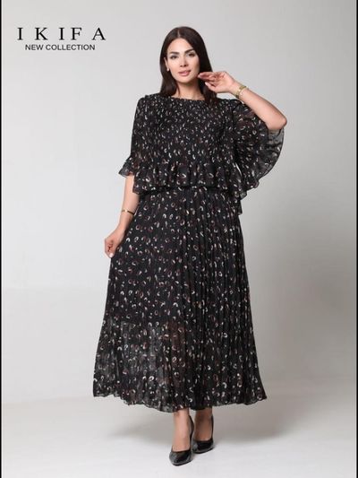 پیراهن تمام پلیسه طرح دار