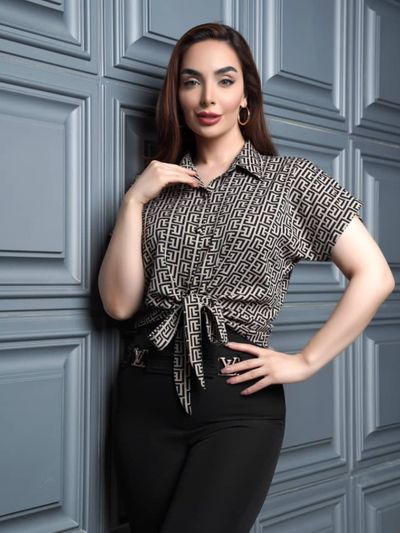 شومیز آستین کوتاه گره ای