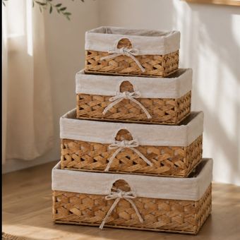 سبد حصیری پارچه ای مستطیل