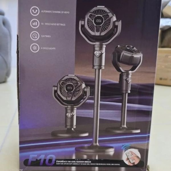پنکه شارژی هوشمند مدل f10 plus با کنترل از راه دور و تایمر 12 ساعته