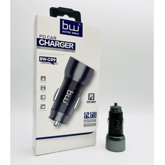 شارژر فندکی 52.5 وات فست و PD دو پورت bw مدل CR9