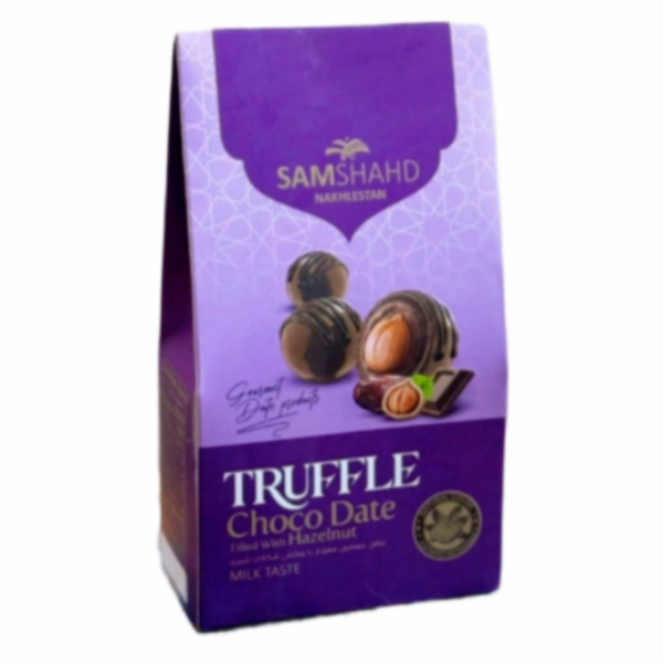 ترافل خرما مغزدار با روکش شکلات شیری 250 گرمی
