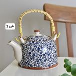 قوری دسته حصیری گل آبی