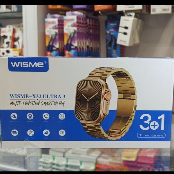 پک کامل ساعت هوشمند WISME-X32 ULTRA 3: با 3 نوع بند (فلزی طلایی، سیلیکونی و…) و شارژر