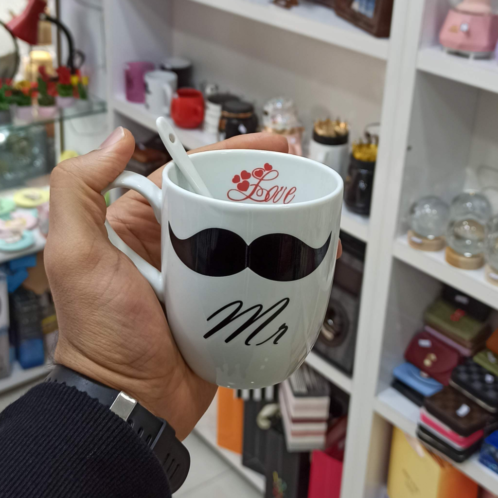 ماگ فانتزی قاشق دار طرح سبیل مردانه