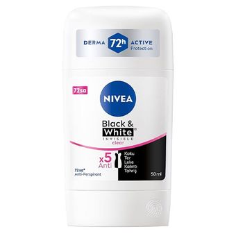 مام استیکی زنانه بلک اند وایت کلیر نیوا Nivea Black & White Clear Stick Deodorant 50Ml