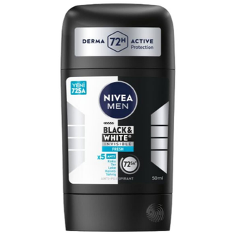 مام استیکی مردانه بلک اند وایت فرش نیوا Nivea Black & White Invisible Fresh 50Ml