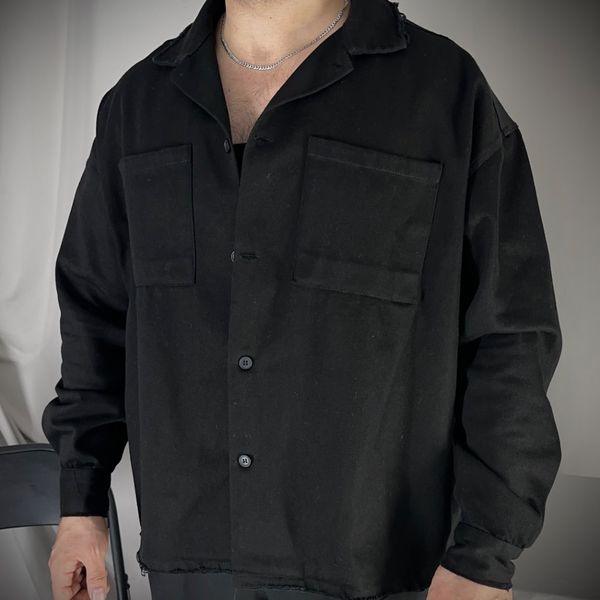 کت باکسی کتان مشکی