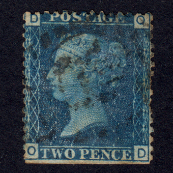 تمبر دو پنی آبی بریتانیا 1858 میلادی معروف به Pence blue