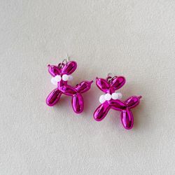 گوشواره سگ بادکنکی سرخابی
