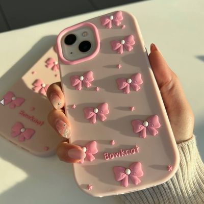 قاب موبایل آیفون پاپیون صورتی سیلیکونی