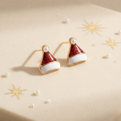 گوشواره مینیمال کلاه کریسمسی