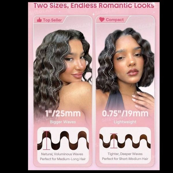 فر کننده مو شیگلم مدل Cupid’s Charm Beach Babe Hair Waver سایز 19 میلیمتر با تایمر هوشمند و پوشش سرامیکی