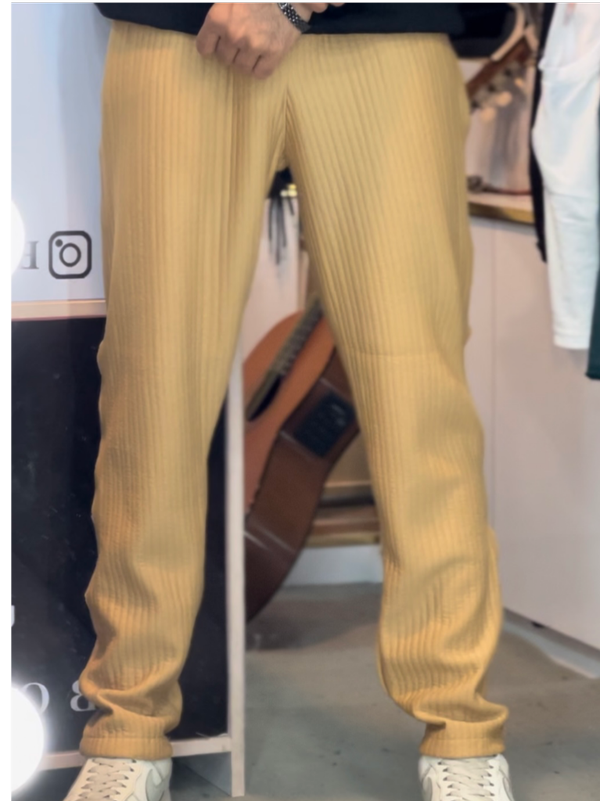 شلوار اسلش میله ای کرم