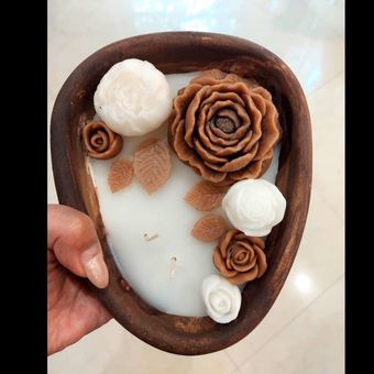شمع ظرفی سنگی طرح چوب