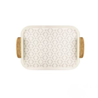 سینی فلزی طرح لوزی کرم کوچک