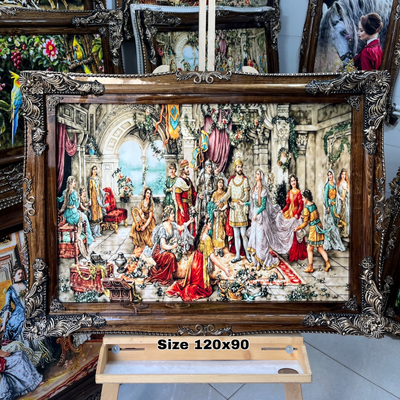 تابلو فرش تاجگذاری سلیمان سایز 120x90