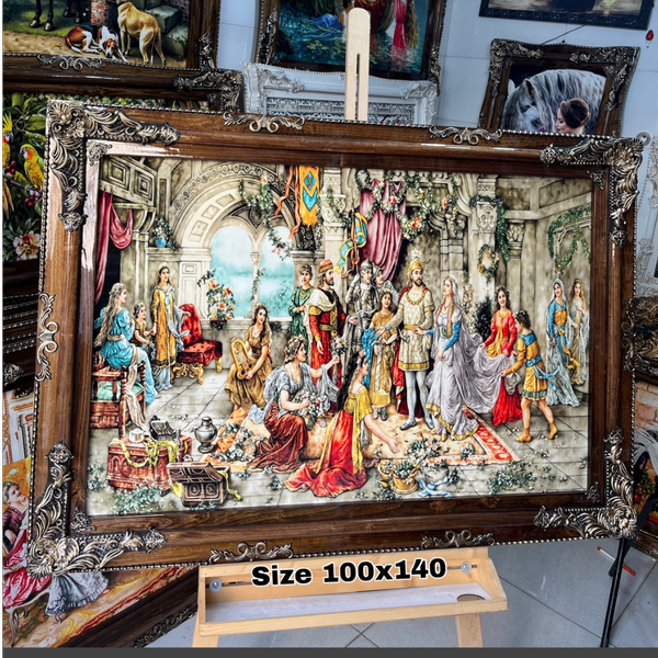 تابلو فرش تاجگذاری سلیمان سایز 100x140