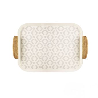 سینی فلزی طرح لوزی کرم متوسط