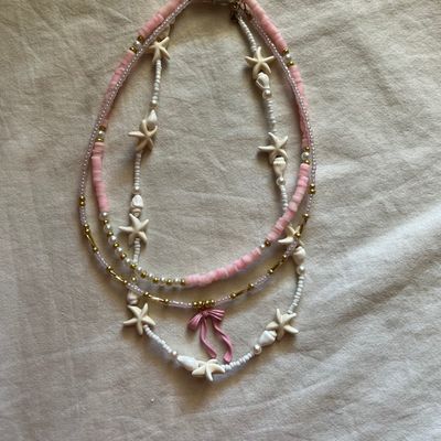 گردنبند ست صورتی