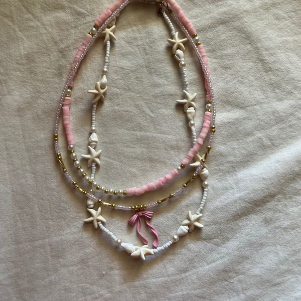 گردنبند ست صورتی