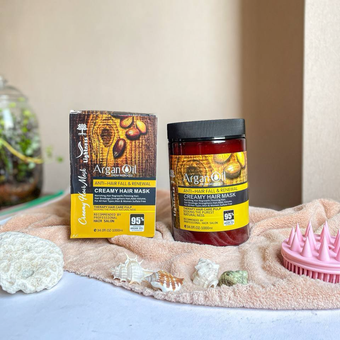 ماسک مو تقویت کننده لایتنس مدل Argan Oil فاقد سولفات مناسب انواع مو حجم 1000 میلی لیتر
