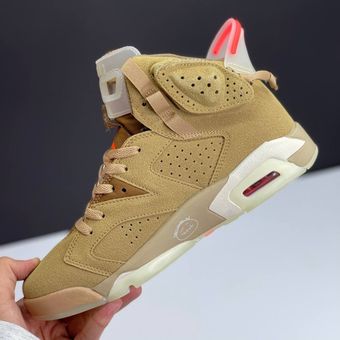 کفش کتونی مردانه ایر جردن 6 تراویس اسکات بریتیش خاکی Nike Air Jordan 6 Travis Scott British Khaki