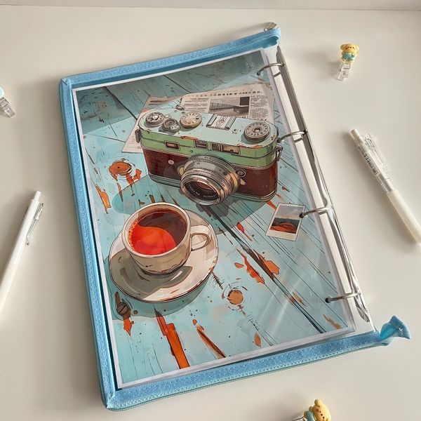 کلاسور شفاف (زیپ دار آبی)