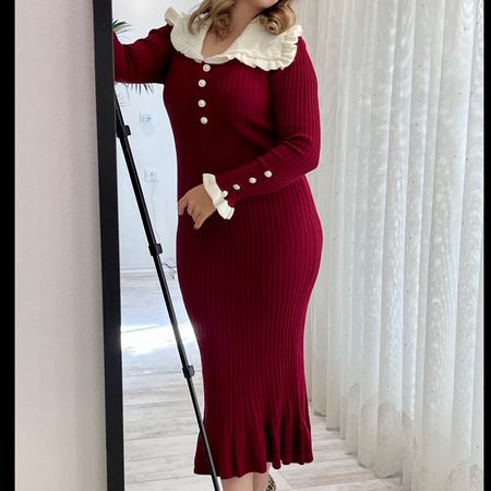 پیراهن بافت پینترستی چین دار