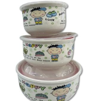 سرویس قابلمه چینی نوزادی  چیکو 3 تکه طرح پسر کد 121