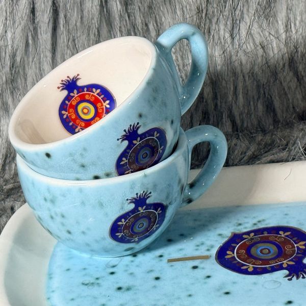 ست دونفره انار فیروزه (طلاکوب)