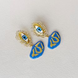 گوشواره چشم آویز آبی