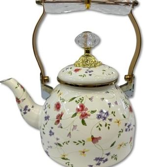 کتری لعابی  ساخت ترکیه  یک لیتری طرح گل ریز  کد 137