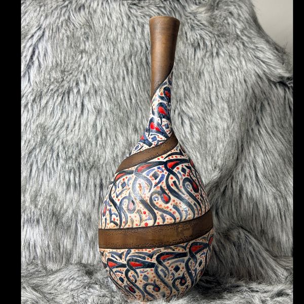 کوزه سفالی طرح کالیگرافی جام